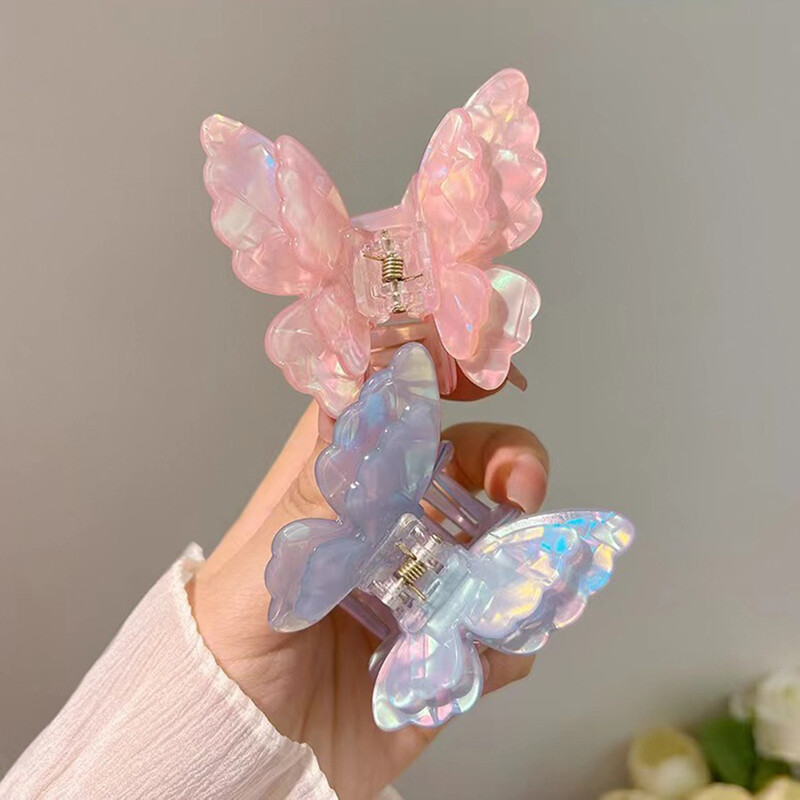 Kétrétegű pillangó hajcsat karm nőknek cápa kapcsok rák hajtű Koreai ecetsavas kiegészítők a fej hátsó részére