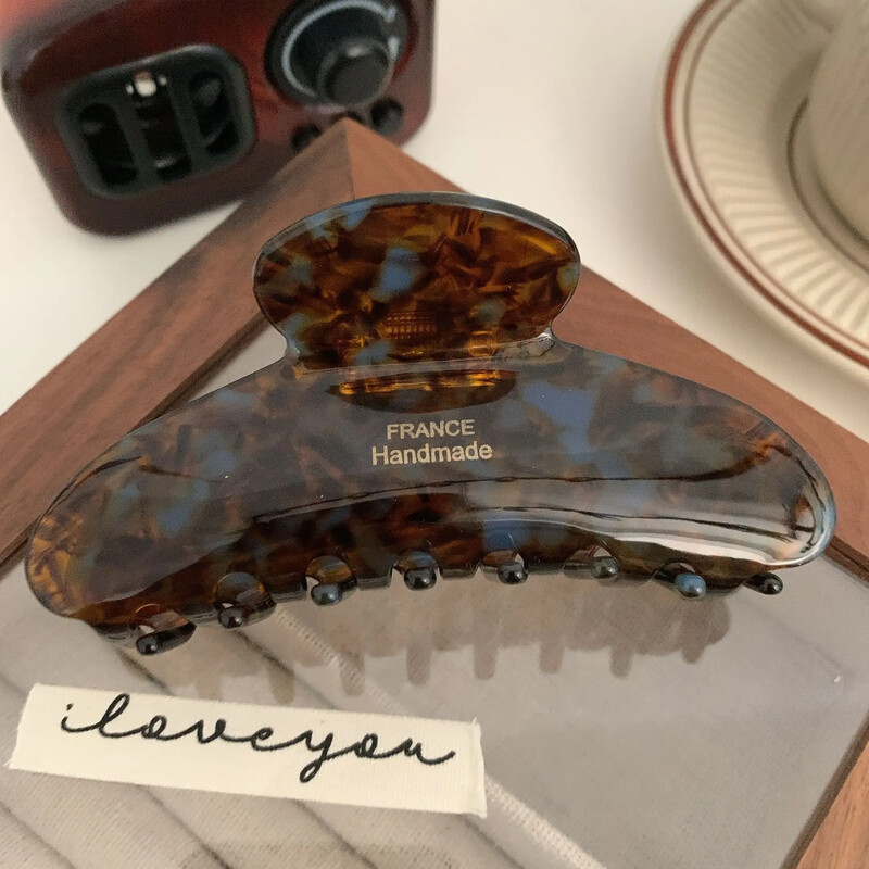 YWYHJ Francúzsky kvetinový vlasový pazúr temperament karamel žralok sponka do vlasov pazúr veľký bodkovaný vlasový doplnok pre ženy