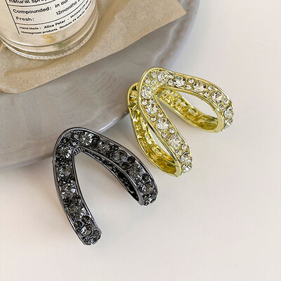 Noua clemă de păr mini cu stras pentru femei, mic, la modă, anti-cădere, metal, coadă de cal înaltă, gheare de păr, accesorii de păr