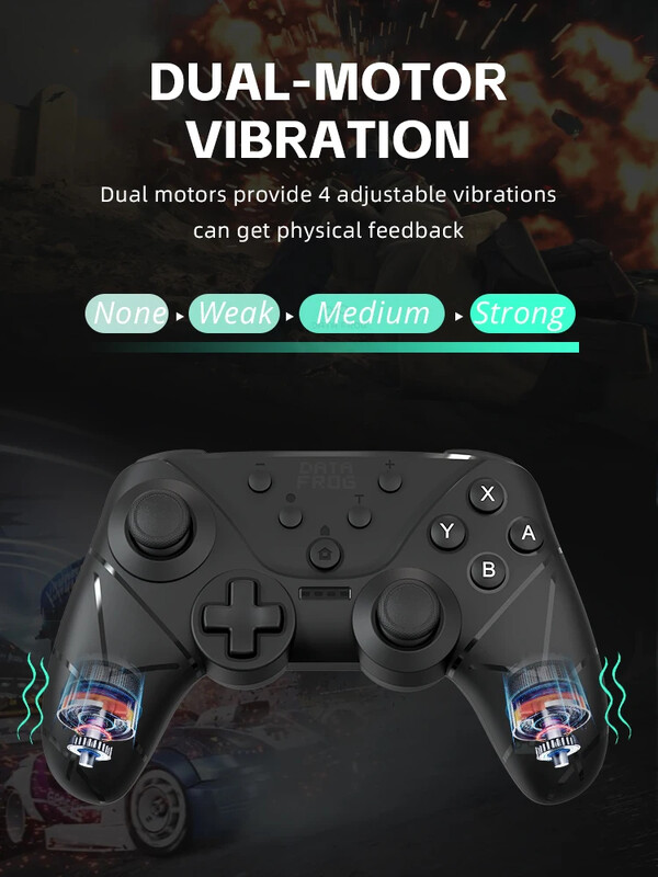 Data Frog bežični kontroler za Nintendo Switch/Lite/OLED Switch Pro Joystick s NFC Turbo podesivim vibracijama Gamepad