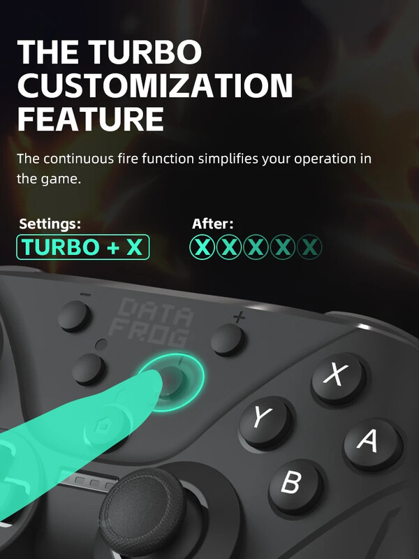 Data Frog bežični kontroler za Nintendo Switch/Lite/OLED Switch Pro Joystick s NFC Turbo podesivim vibracijama Gamepad