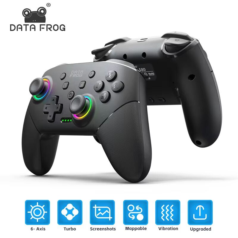 2024 Data Frog Wireless Bluetooth Switch játékvezérlő Rgb Light Flowing Light Shell Megfelelő Nintendo Switch Switch Lite