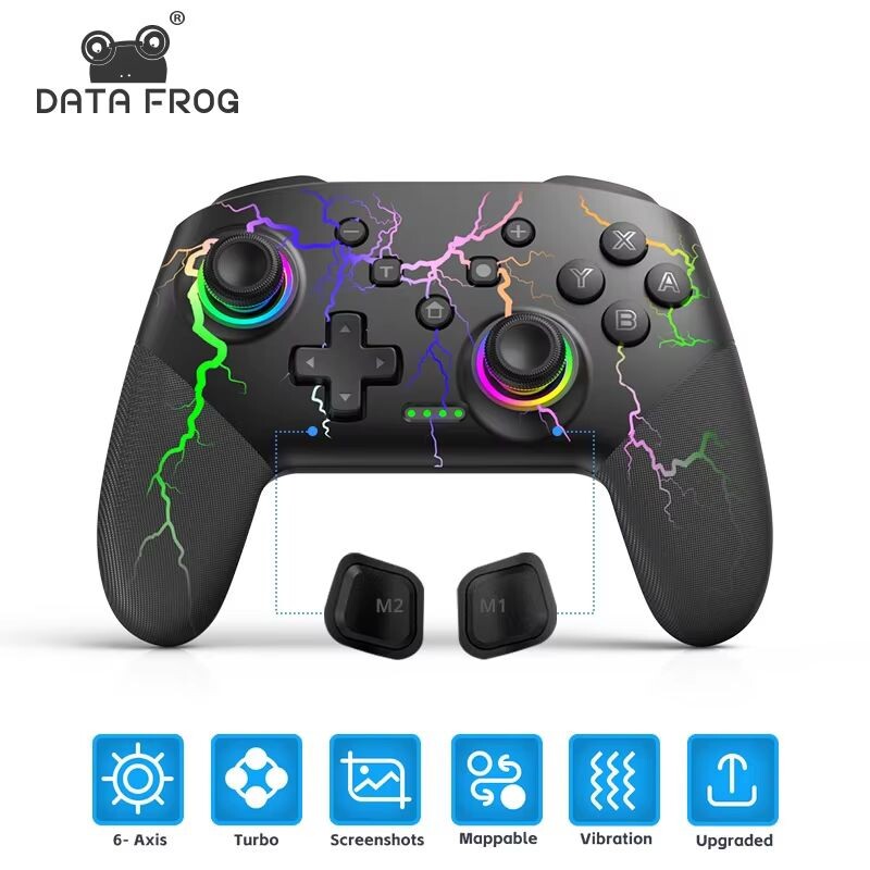 2024 Data Frog Wireless Bluetooth Switch játékvezérlő Rgb Light Flowing Light Shell Megfelelő Nintendo Switch Switch Lite