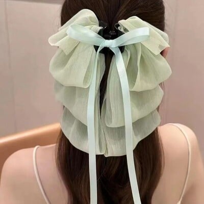 Nová mašľa s plávajúcou stuhou, klip na dievčatá, elegantný cop, vrkoč, pazúr, klip, retro luxusné dámske vlasové doplnky