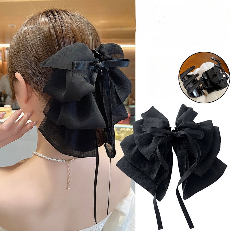 Nová mašľa s plávajúcou stuhou, klip na dievčatá, elegantný cop, vrkoč, pazúr, klip, retro luxusné dámske vlasové doplnky