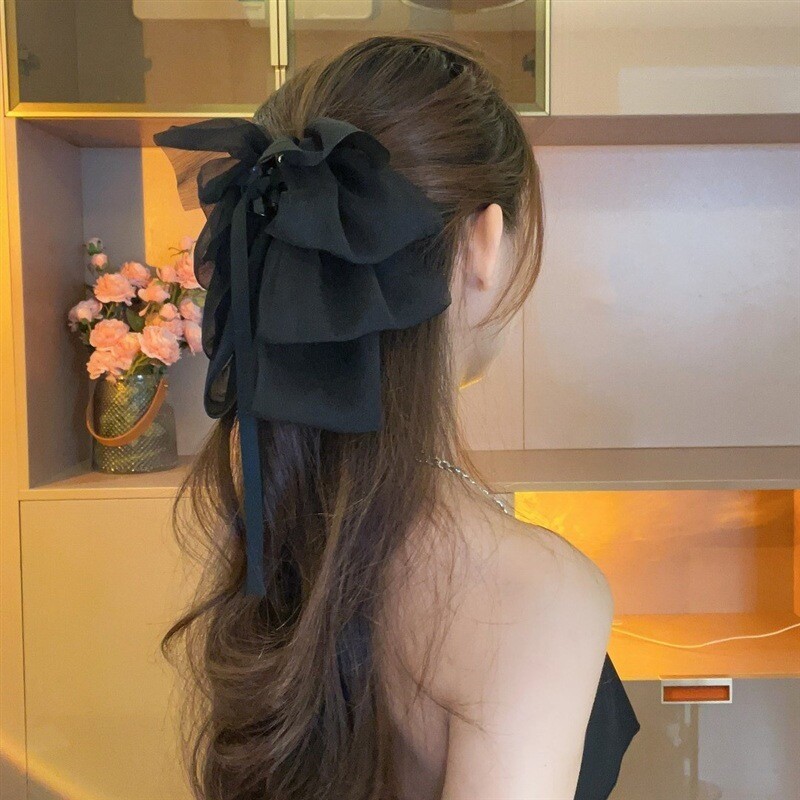 Nová mašľa s plávajúcou stuhou, klip na dievčatá, elegantný cop, vrkoč, pazúr, klip, retro luxusné dámske vlasové doplnky