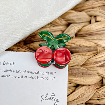 Izsmalcināti mini etiķskābe, jauki augļi, lūstoši mati, sprādzieni matu aksesuāri