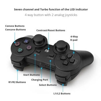 Контролер за Sony PS3 Super Slim PC Джойстик Геймпад за Play Station 3 Безжичен Bluetooth Joy Pad 6 Axis Gyro Dual Vibration