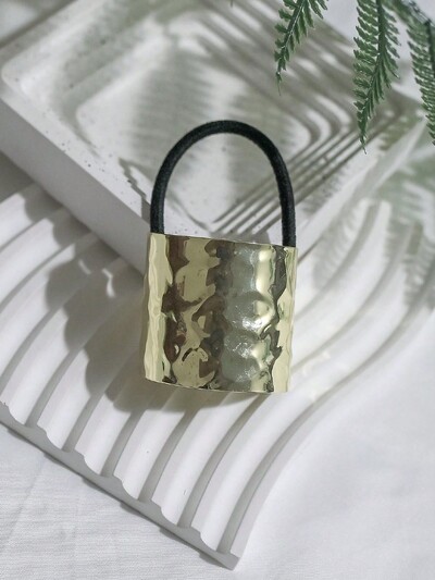 Elegantný retro nepravidelný geometrický štvorcový mimozemský kovový ľahký povrch elastický vlasový krúžok pre ženy dievčenské vlasové lano vlasové doplnky