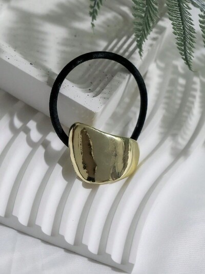 Elegantný retro nepravidelný geometrický štvorcový mimozemský kovový ľahký povrch elastický vlasový krúžok pre ženy dievčenské vlasové lano vlasové doplnky