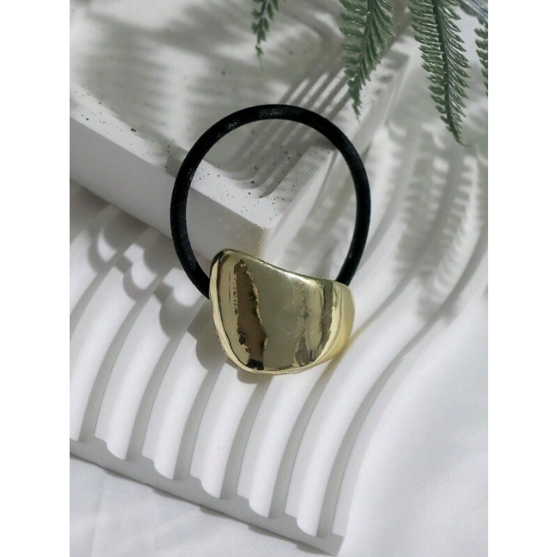 Elegantný retro nepravidelný geometrický štvorcový mimozemský kovový ľahký povrch elastický vlasový krúžok pre ženy dievčenské vlasové lano vlasové doplnky