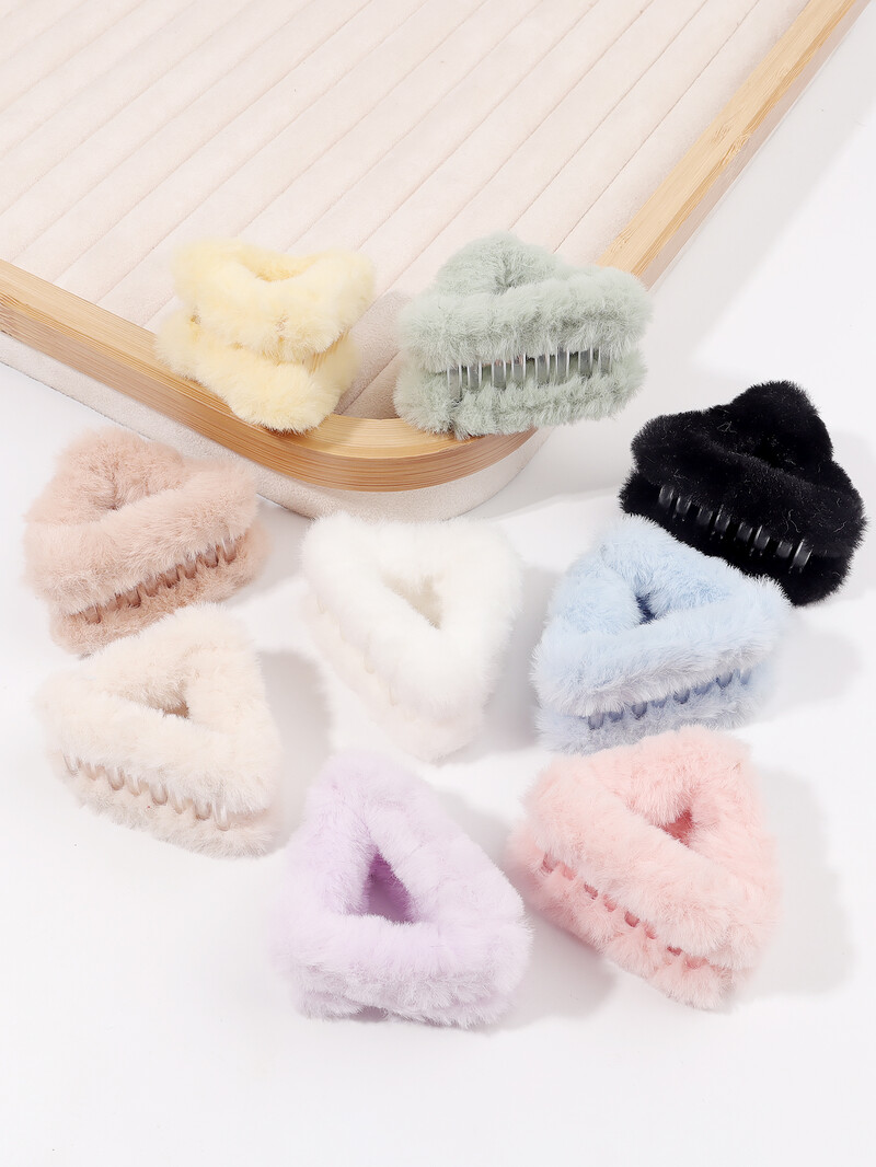 2db Szőrös háromszög hajtűk cukorka színes macskafülek kaparó klipek lányos őszi téli frufru kis hajtűk édes haj kiegészítők