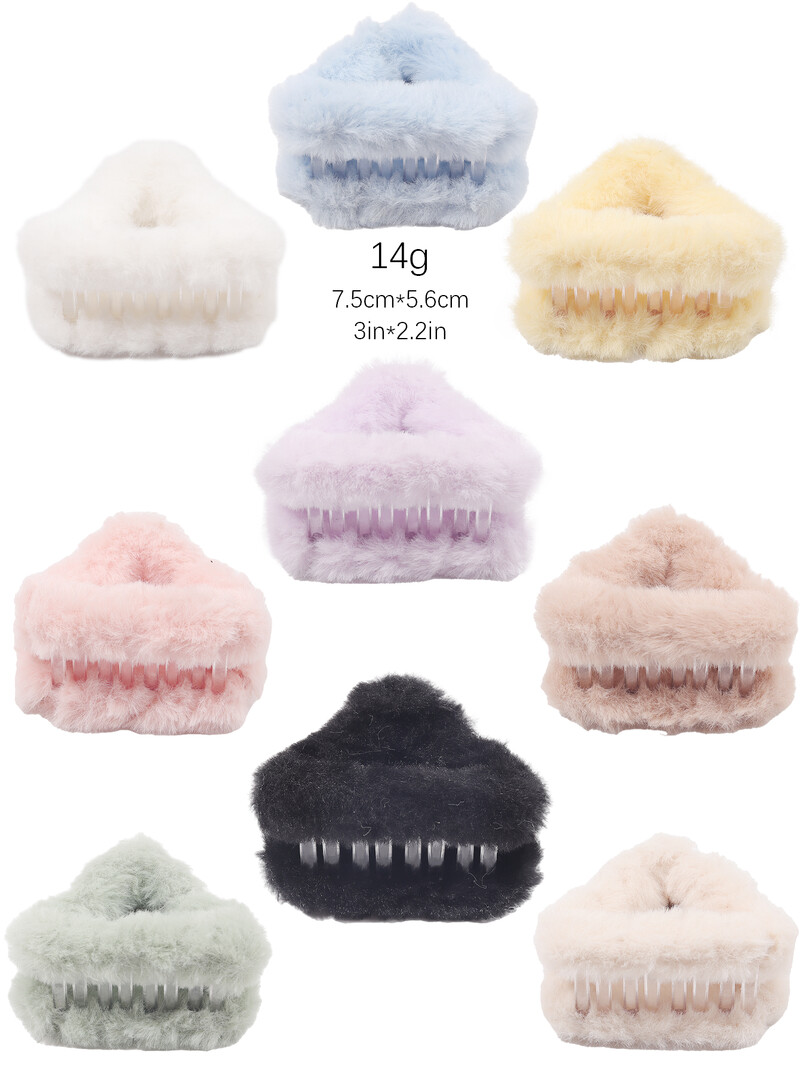 2db Szőrös háromszög hajtűk cukorka színes macskafülek kaparó klipek lányos őszi téli frufru kis hajtűk édes haj kiegészítők