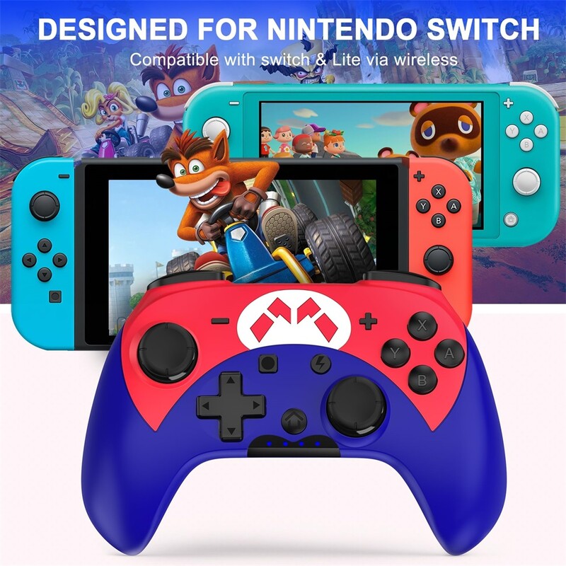„NE Wireless Switch Pro“ valdiklis, valdantis „Bluetooth“ žaidimų pultus su 6 ašių „Gyro“ / „Turbo“ / „Joystick“, skirtu „Nintendo Switch“ / „Lite“ / OLED
