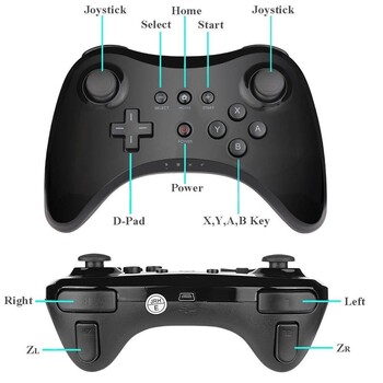 Безжичен класически професионален контролер Джойстик Геймпад за Nintend wii U Pro с USB кабел Безжичен контролер