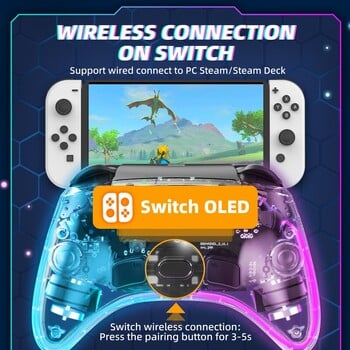 DATA FROG RGB Light Switch Pro контролери за Switch/Switch Lite безжичен контролер за игри за Nintendo Switch OLED геймпад