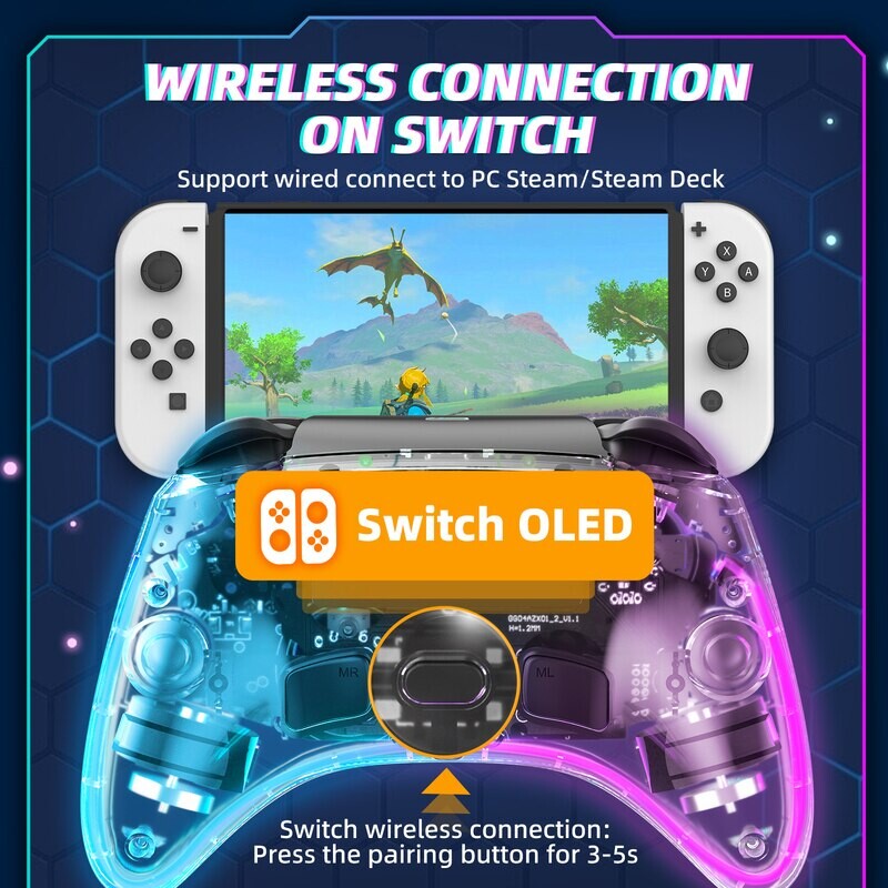 Controlere DATA FROG RGB Light Switch Pro pentru Switch/Switch Lite Wireless Game Controller pentru Nintendo Switch OLED Gamepad