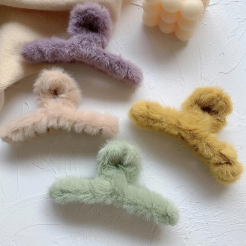 Téli plüss hajkörmös elegáns akril hajtűk műszőrme hajcsipesz Barrette rák fejfedő női lányoknak hajkiegészítők