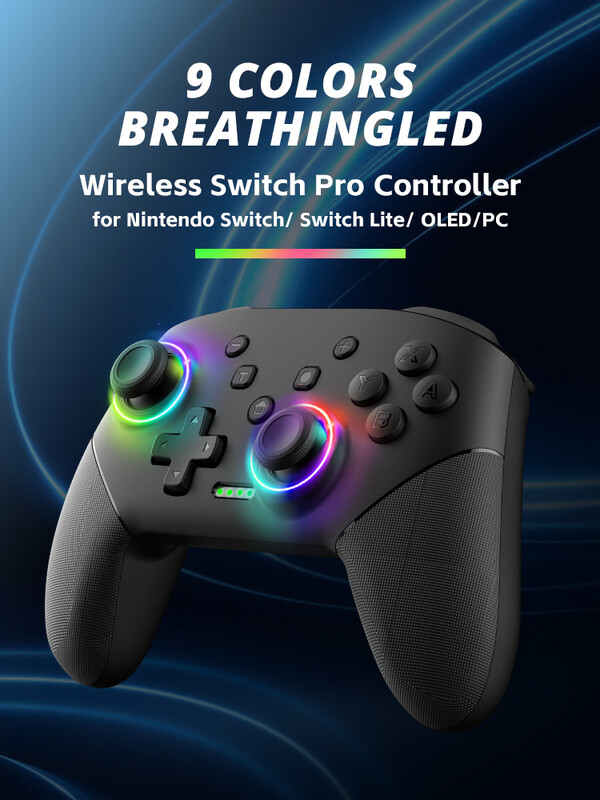 Bezdrôtový ovládač DATA FROG pre konzolu Nintendo Switch OLED/Lite Pro Gamepad s programovateľnou funkciou Turbo a batériou 1000 mAh