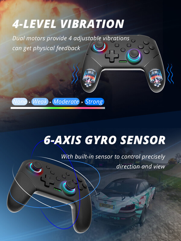 Bezdrôtový ovládač DATA FROG pre konzolu Nintendo Switch OLED/Lite Pro Gamepad s programovateľnou funkciou Turbo a batériou 1000 mAh