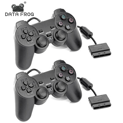 DATA FROG Vadu Plug and Play Gamepad priekš PS2 Double Vibration Joystick Controller Sony Playstation2 konsoles piederumiem