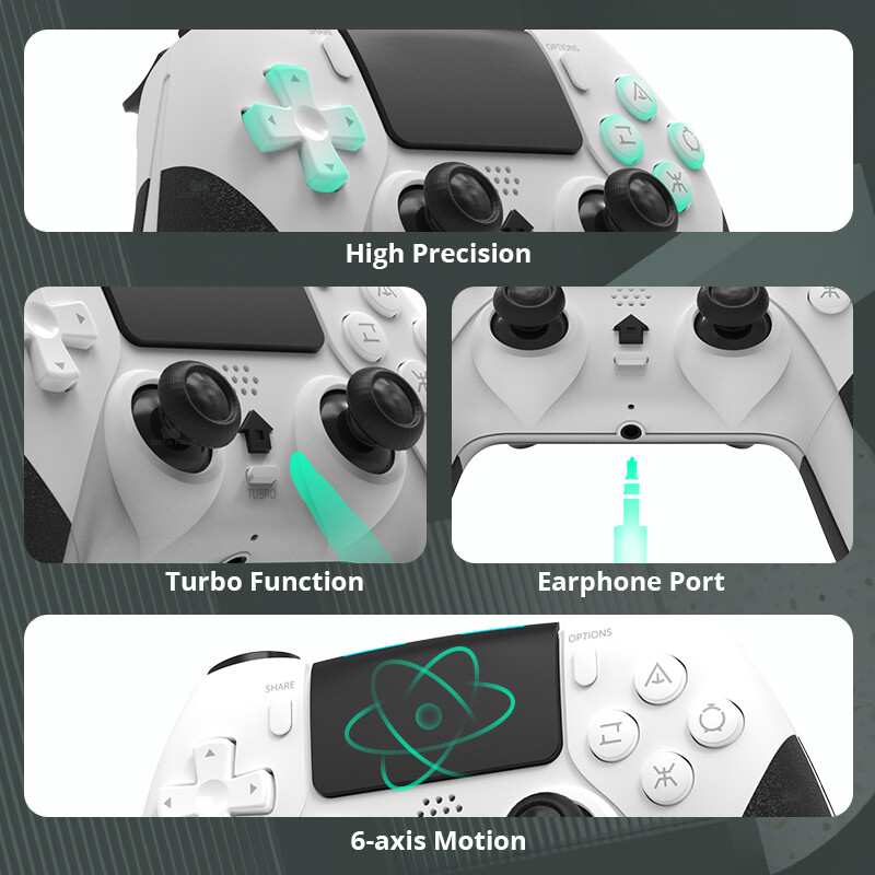 DATA FROG Controler wireless compatibil Bluetooth pentru gamepad PS4 pentru PC Joystick pentru PS4/PS4 Pro/PS4 Slim Game Console 2023