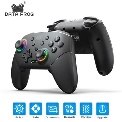 2024 Nou Data Frog Comutator Bluetooth fără fir Controler de joc Lumină Rgb Carcasă de lumină care curge, potrivit Nintendo Switch Switch Lite