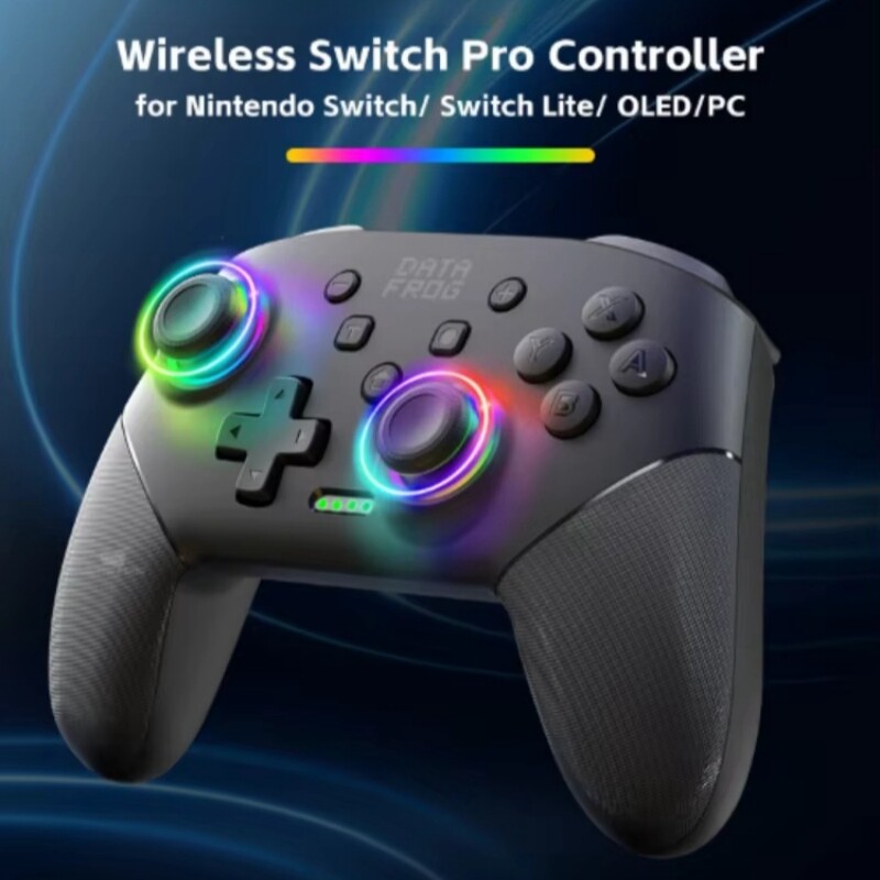 2024 Nou Data Frog Comutator Bluetooth fără fir Controler de joc Lumină Rgb Carcasă de lumină care curge, potrivit Nintendo Switch Switch Lite