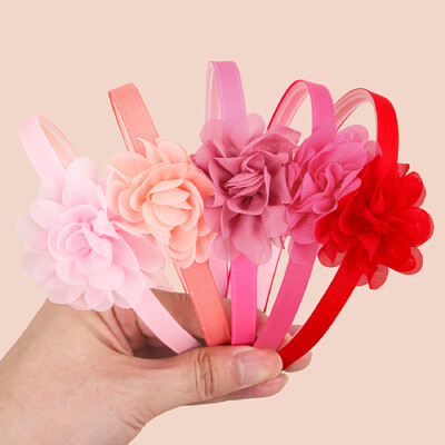 4/5 vnt Šifono gėlių galvos juostos Plastikiniai dantys Plaukų juostelės Mergaitėms Gėlėtos galvos juostos Vaikams Vaikų Plaukų Priedai