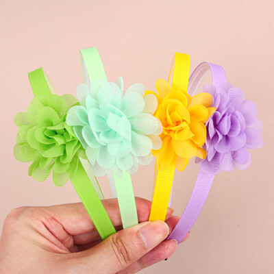 4/5 vnt Šifono gėlių galvos juostos Plastikiniai dantys Plaukų juostelės Mergaitėms Gėlėtos galvos juostos Vaikams Vaikų Plaukų Priedai