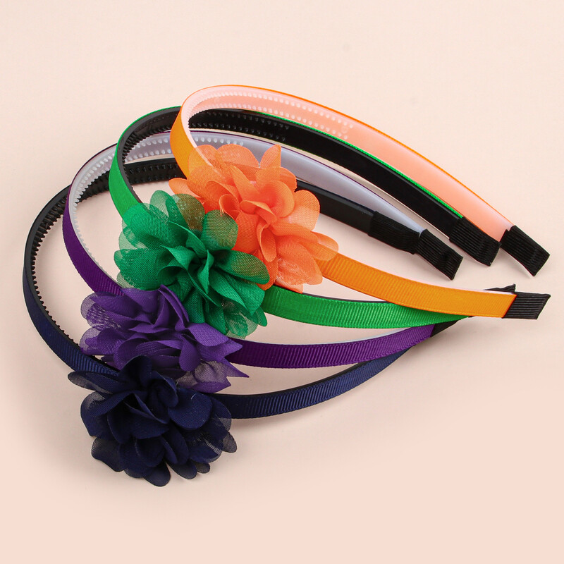 4/5 vnt Šifono gėlių galvos juostos Plastikiniai dantys Plaukų juostelės Mergaitėms Gėlėtos galvos juostos Vaikams Vaikų Plaukų Priedai