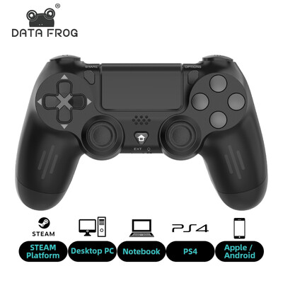 DATA FROG Controler de joc compatibil Bluetooth pentru gamepad fără fir PS4/Slim/Pro pentru computer Joystick cu vibrație dublă pentru IOS/Android