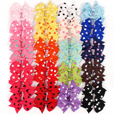 40vnt 2 colių spalvoti kaspinėliai su taškeliais plaukų segtukai mergaitėms rankų darbo Bowknot plaukų segtukai vaikiški plaukų aksesuarai