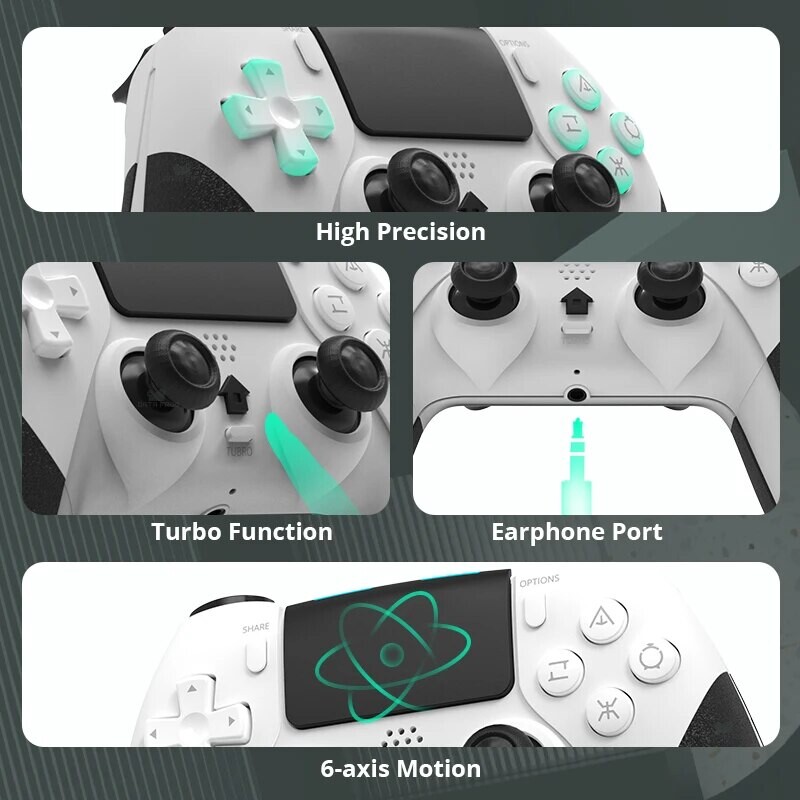 DATA FROG Controler wireless Bluetooth pentru controler PS4 Gamepad pentru PC Joystick pentru consola de jocuri PS4/PS4 Pro/PS4 Slim