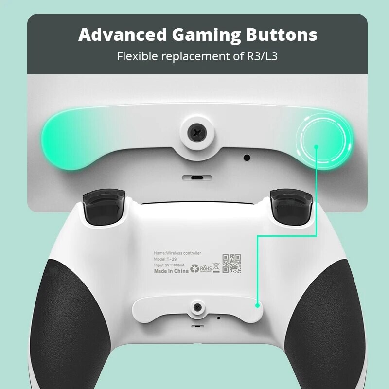 DATA FROG Controler wireless Bluetooth pentru controler PS4 Gamepad pentru PC Joystick pentru consola de jocuri PS4/PS4 Pro/PS4 Slim
