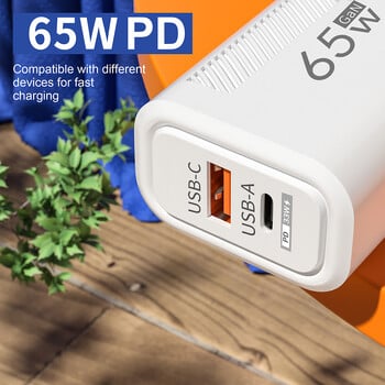 Φορτιστής 65W GaN USB C QC 3.0 Γρήγορη φόρτιση Τύπος C PD Quick Charger 3.0 Προσαρμογέας τοίχου για iPhone Xiaomi Βύσμα Samsung Oneplus POCO