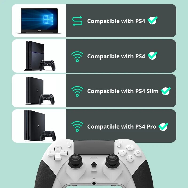 DATA FROG „Bluetooth“ belaidis valdiklis, skirtas PS4 valdikliui, žaidimų pultelis, skirtas kompiuteriui, vairasvirtė, skirta PS4 / PS4 Pro / PS4 plonai žaidimų konsolei