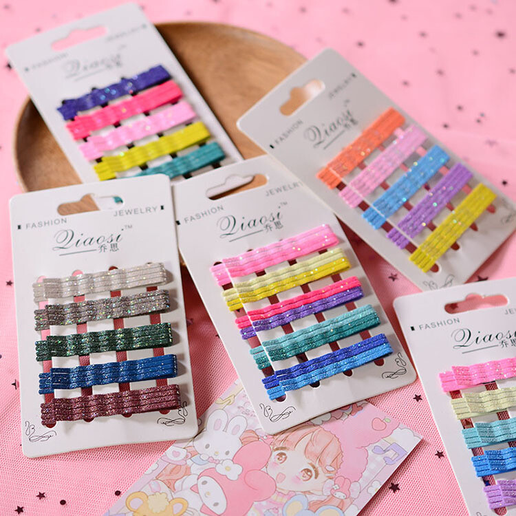20 db/kártya Hajcsat Gyerekek Csillogó Fém Hajtűk Bobby Pins Styling Hajtű Cukorka Színes Barrettes Lányok Hajformázó Haj kiegészítők