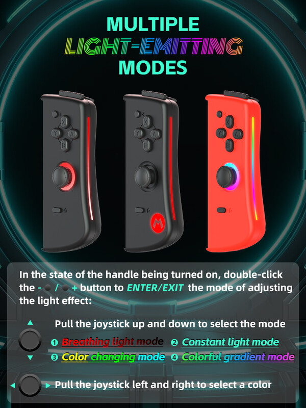 Joypad DATA FROG, ovládač Joy-Con, bočná luminiscencia, ľavý/pravý, kompatibilný s Joy-Con pre Switch, Nintendo, Joy-Con s funkciou prebudenia