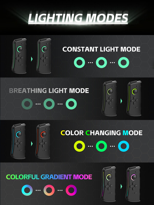 Joypad DATA FROG, ovládač Joy-Con, bočná luminiscencia, ľavý/pravý, kompatibilný s Joy-Con pre Switch, Nintendo, Joy-Con s funkciou prebudenia