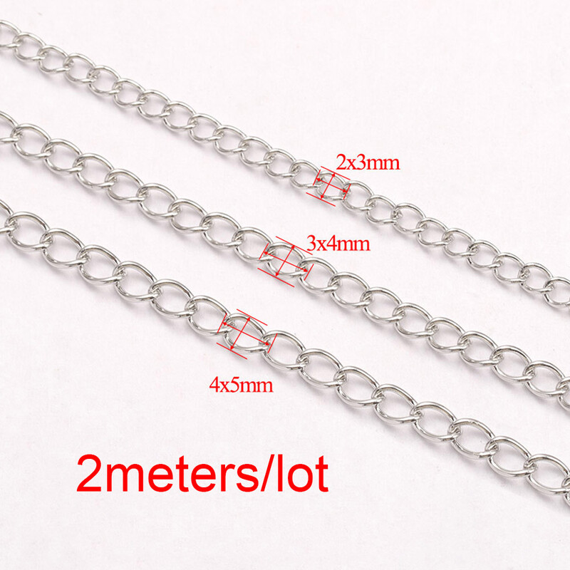 2 metra produžni lanac od nehrđajućeg čelika 2/3/4 mm zlatni lančići za ogrlicu za narukvicu DIY dodaci za lanac Rukotvorine za izradu nakita