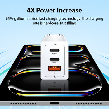 Φορτιστής 65W GaN USB Type C 45W PPS PD QC 4.0 Γρήγορος φορτιστής για Apple Ipad Pro Air Φόρτιση τηλεφώνου tablet φορητού υπολογιστή iPhone 15 Macbook