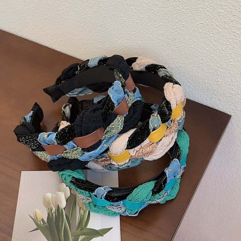 Csúcsminőségű farmer szövet csillag fejpántok divatos hajkiegészítők női szövött toldás széles szélű hajpánt hajpánt karika lány új