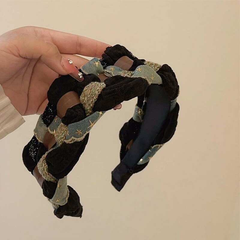 Csúcsminőségű farmer szövet csillag fejpántok divatos hajkiegészítők női szövött toldás széles szélű hajpánt hajpánt karika lány új