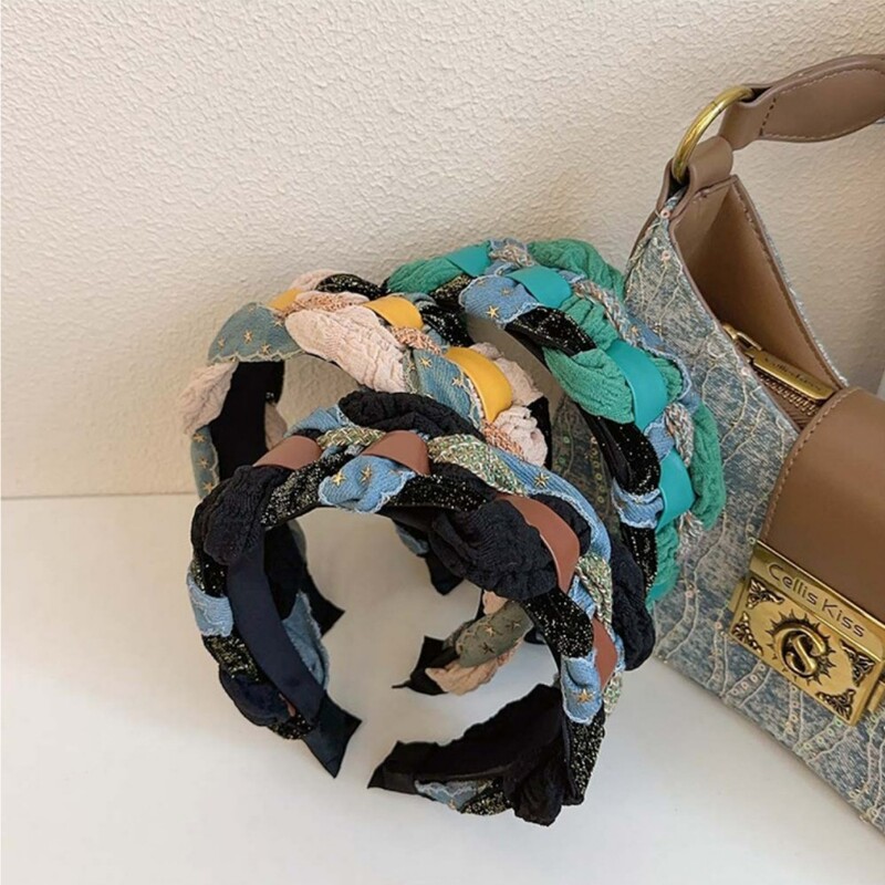 Csúcsminőségű farmer szövet csillag fejpántok divatos hajkiegészítők női szövött toldás széles szélű hajpánt hajpánt karika lány új