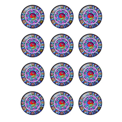 24db/tétel Kerek Mandala Datura Flowers Üveg Cabochons 12mm 14mm 18mm 20mm 25mm Barkács ékszerkészítési eredmények és alkatrészek H185