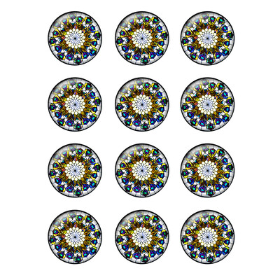 24db/tétel Kerek Mandala Datura Flowers Üveg Cabochons 12mm 14mm 18mm 20mm 25mm Barkács ékszerkészítési eredmények és alkatrészek H185