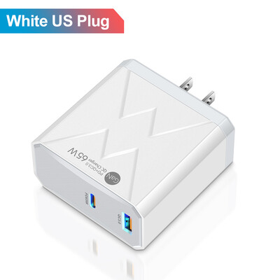 2 Θύρες 65W USB PD Charger Quick Charge 3.0 Fast Charging Type C USB Phone Charger Adapter for Laptop Macbook iPad iPhone Tablet