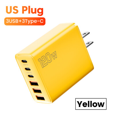 Elough 120W 6 порта 3A+3C зарядно за мобилен телефон тип C USB A супер заряден адаптер за устройства Huawei Xiaomi Samsung Iphone