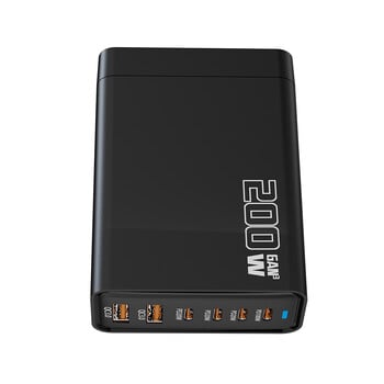 UHOMEBUY 200W GaN Προσαρμογέας τροφοδοσίας 6 θυρών USB C Επιτραπέζιος φορτιστής USB Τύπος C PD Φορτιστής Γρήγορη φόρτιση για φορητό υπολογιστή Tablet Κινητό τηλέφωνο